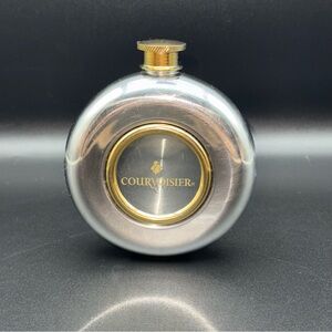 Courvoisier Silver and Gold Flask Vintage Round Cool Gift